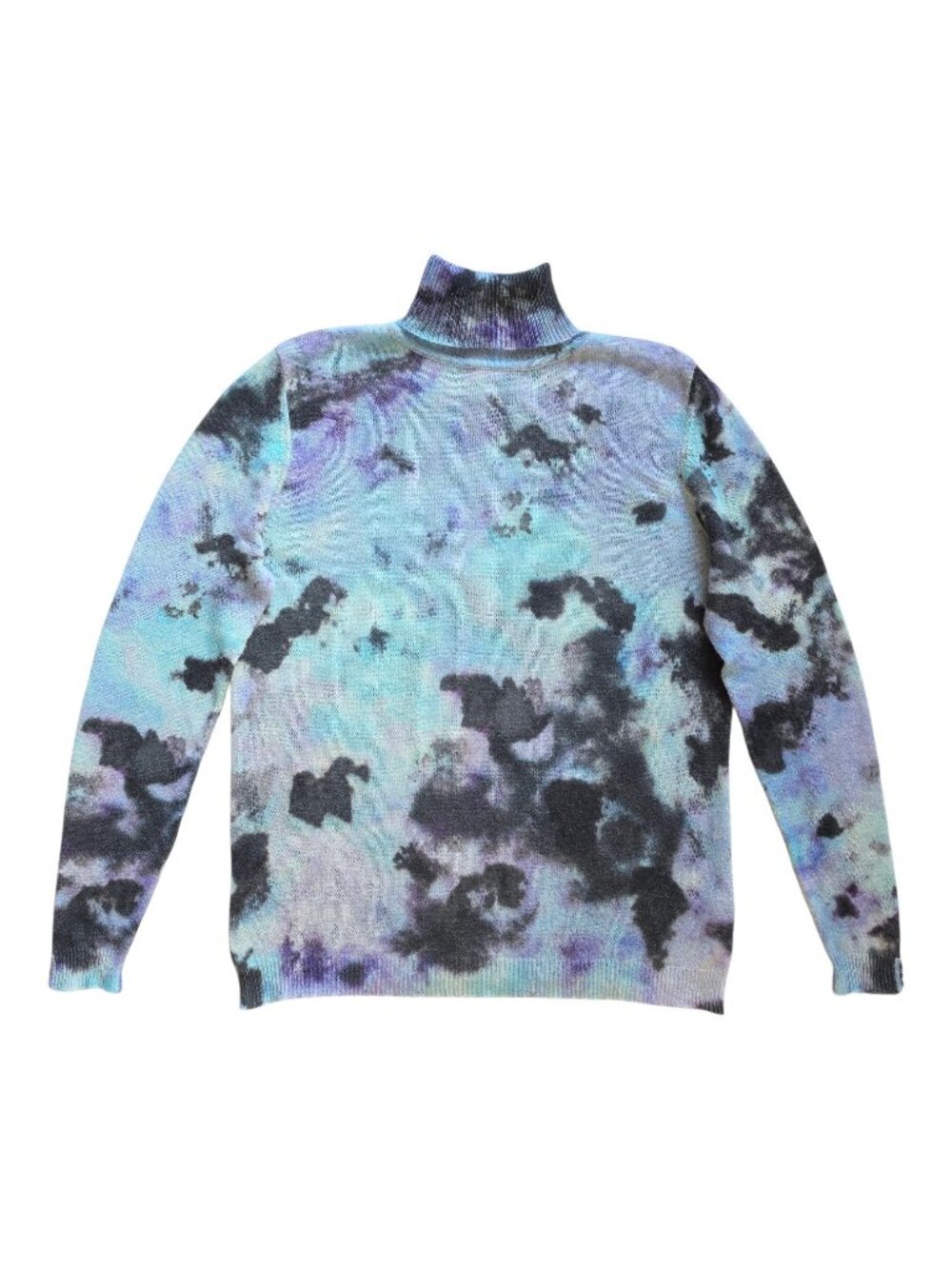 BRODIE Cashmere Supernova Tie Dye Turtleneck Sweater Womens XL Blue Purple Black